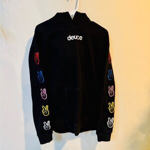 Black Hoodie with Multicolor Peace Signs